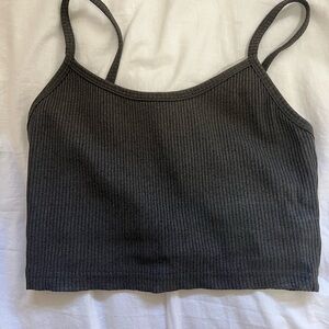 NWT Strut This Chic Charcoal Gray Ribbed Camisole and Bellbottom Work Out Set